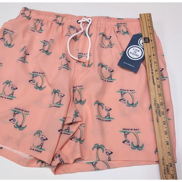 Life is Good Jake Golf Swim Trunks Mens Size L Peachy Pink Multi UPF 50+ NEW NWT - Picture 11 of 13